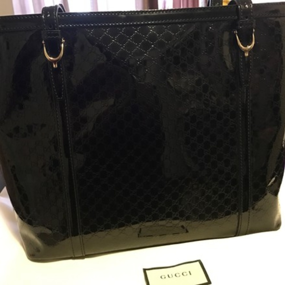 Gucci Black Patent Leather Tote